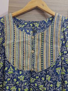 Blue Floral Print Kurta Sharara set