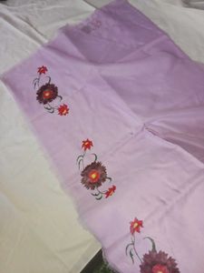 Beautiful Lavender Saree with Floral Print
