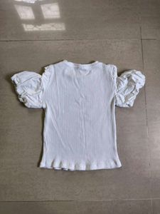 ZARA White Ribbed Top
