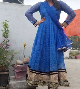 Royal Blue Anarkali Lehenga