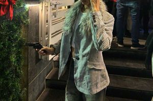 A White With Grey Stripes Blazer
