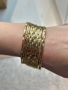 Stacked Hammered Bangles Cuff Anti-tarnish