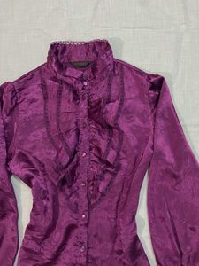 Elegant Purple Ruffled Blouse