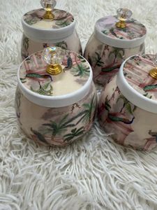 Set of 4 Decorative Jars with Lids