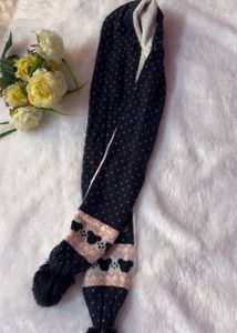 Cozy Navy Scarf with Heart Pattern