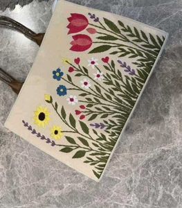 Hand Embroidery Floral Tote Bag