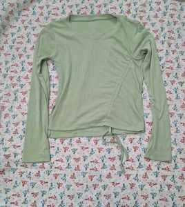 Cute Light Green Ruched Long Sleeve Top😍