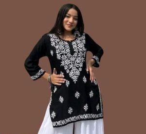 Black Embroidered Kurta