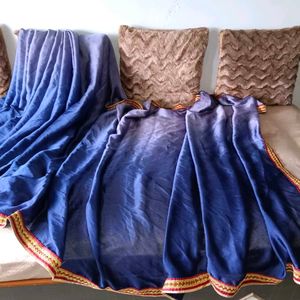 🛍️Shaded Blue Saree with Embellished Blouse