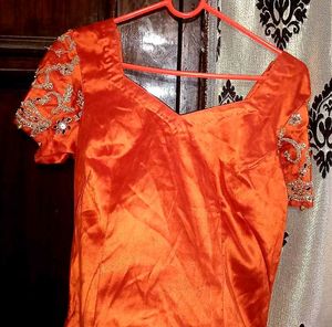 Stunning Orange Embroidered Bridal Lehenga