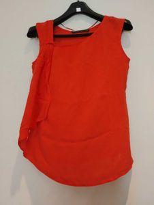 ZARA basic Bright Orange Sleeveless Top