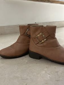 Brown Ankle Boots with Buckle Detail