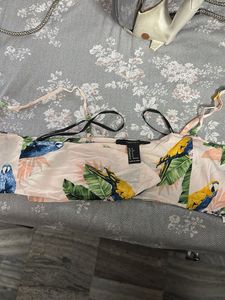 Tropical Parrot Print Crop Top beach