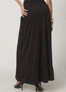 Black Solid Wrap Skirt