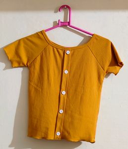 New Aesthetic Front Botton Yellow Crop Top 💛