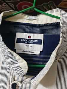 Striped Band Collar short kurta