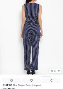 QUIERO Striped Navy Blue Jumpsuit