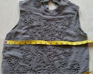 Embroidered Grey Sleeveless tunic