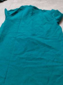 Teal Kurta with Embroidered Neckline