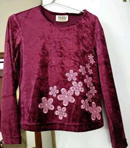 Shimmery Maroon Velvet top for Pretty Girls 👧 💕