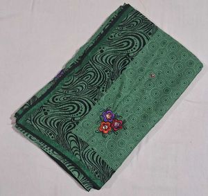 Elegant Green Saree with Floral Embroidery