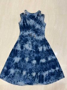 Tie-Dye Denim A-Line Dress