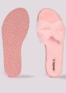 Cute Pink Bow Fur Slippers UK 7No.