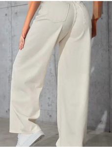 Wide Leg Cream Jeans