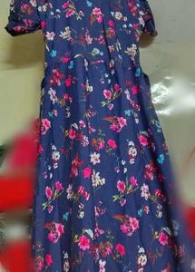 Navy Floral Print Maxi Dress