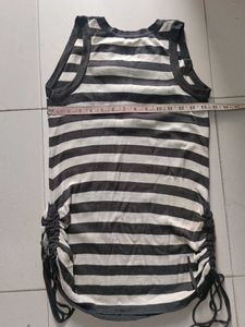 Striped Henley Tank Top with Tie Sides