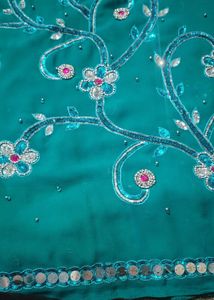 Embroidered Teal Dupatta