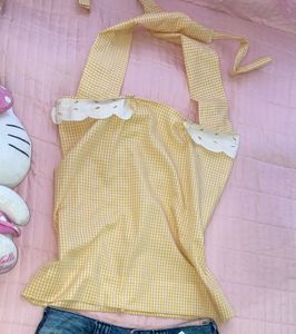 Cute Yellow Gingham Halter Top