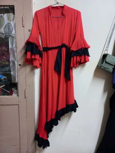 Red &amp; Black Ruffled Ethnic top