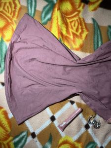 Mauve Tank Top with Lace Trim