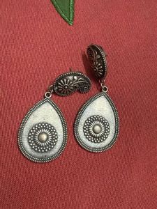 Ethnic Silver Oxidised Jhumka Earrings & Ring Set