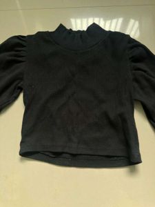 black turtleneck Crop Top