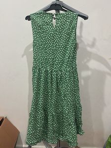 Green Polka Dot Tiered Midi Dress