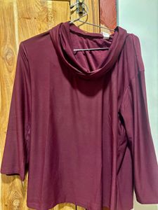 Maroon Cowl Neck Top