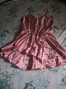 Elegant Pink Satin Party Dress fit upto 34-36