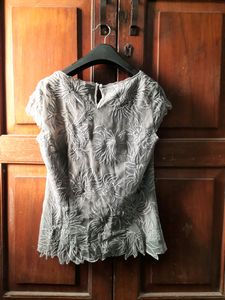 Women's Grey Embroidered Top