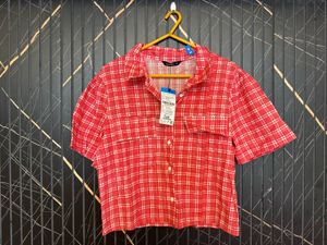 Red Plaid Cropped Shirt