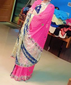 Pink Embellished Saree