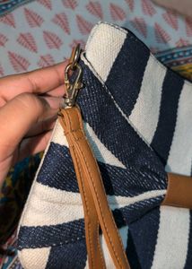 Striped Clutch with Bow Detail