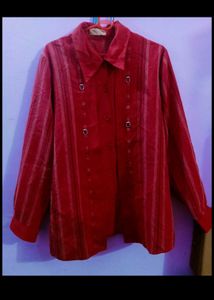 Red Striped Collared Shirt