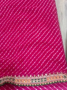 Vibrant Pink Saree with Embroidered Blouse