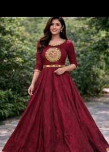 Elegant Maroon Embroidered Anarkali Gown