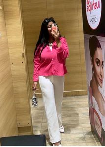 Chic Pink Long Sleeve Button-Up Shirt