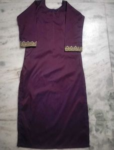 Purple Kurta Set with Gold Embellishment