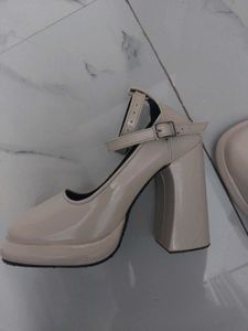 Cream Platform Block Heels