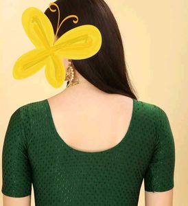 Green Readymade Saree Blouse with Earing